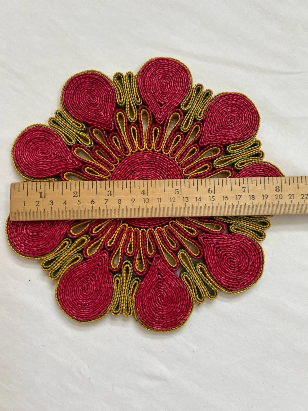 Woven Rattan Trivet Raffia Wicker Straw Colorful Hot Pads Boho Vintage Circular